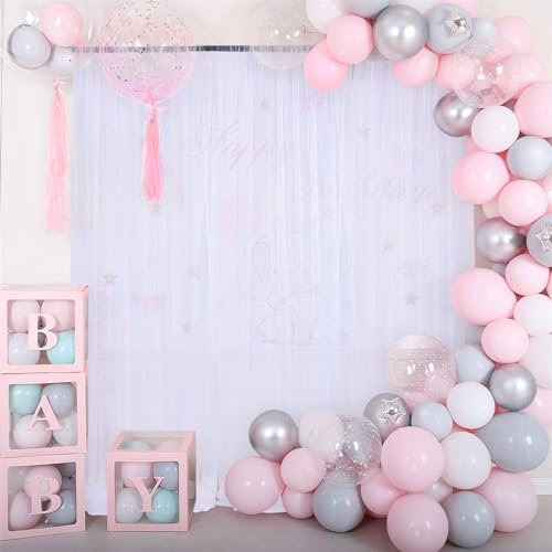 FANSU Hintergrund Vorhang Hochzeit, Chiffon Vorhang Hintergrund 1 Paneele Tüll Vorhang Querbehang Freihanddeko Deko Vorhang Hochzeit Querbehang Deko Gardinen für Party (Weiß,1.5x2.15m)