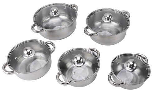 Juego de Utensilios de Cocina, Olla de Acero Inoxidable Resistente a Manchas de óxido o Grietas, Utensilios de Cocina, Cacerola Cómoda para Cocinar y Fácil Limpieza para el Hogar