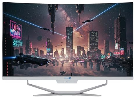 SIMPLETEK All-in-One AiO 27 Zoll FHD Curvo Windows 11 Pro Core i7 bis 3,6 GHz 16 GB RAM SSD 240 GB kabellose Maus inklusive integrierter Webcam PC Gaming Curved Streaming Zuhause Arbeit Computer
