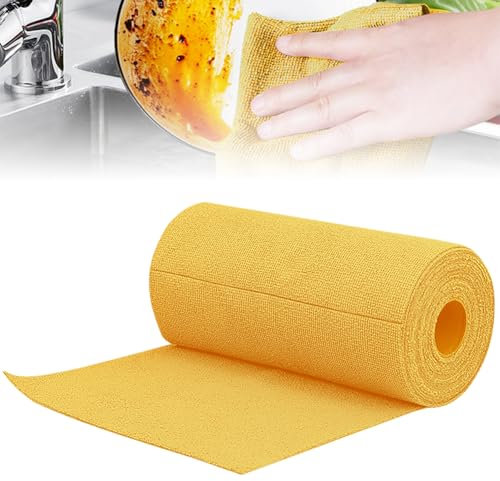 Tear-off Cleaning Cloths, Pack of 50 Microfibre Cleaning Cloth Rolls, Microfibre Cloths 30 x 30, Microfibre All-Purpose Cloths, Tea Towels, Cleaning Cloths, Cleaning Cloths, Window, Reusable,