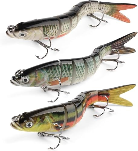 Angelköder, Barsch Wobbler Zander Hechtköder Kunstköder, Swimbait Köderfische für Süß und Salzwasser Realistischen Angel für Männer Familien Jerkbait Angelzubehör 3 Stück