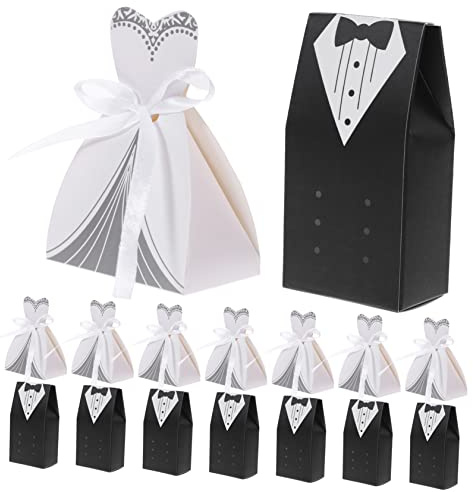 WATIIFUFU Exquisite Karton Candy Boxen Elegante Hochzeit Gunsten Boxen für Braut Bräutigam Hochzeit