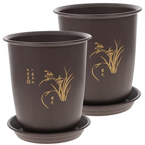 SUPVOX 2ensembles Pot pour Orchidées Plastique avec Soucoupe Lot pour Intérieur et Extérieur Favorise Drainage et Aération