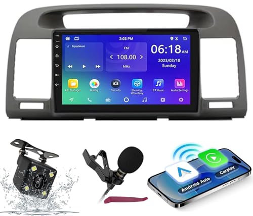 HXSQcar Android 14 Car Radio Navi for T-oyota Camry 5 VX 30 2001-2006 9 Screen Radio with Wireless Carplay Android Car GPS Navigation support Bluetooth 5.0 HIFI FM WiFi SWC MIC Camera (M100S)