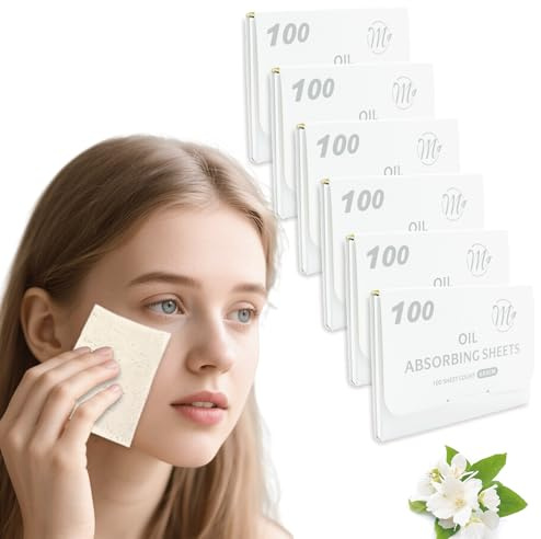 Bamboo Charcoal Oil Blotting Sheets 600 Counts – Makeup Friendly & Portable Facial Blotting Paper for Oily Skin | Natural Oil Absorbing, Travel-Size Pack (Gift-Ready) (White)