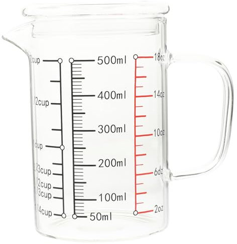 OFFSCH Taza Medidora De Vidrio Tapa Vaso Escala Para Hornear Taza Práctica Para Leche Café y Uso Cocina Para Medir Ingredientes