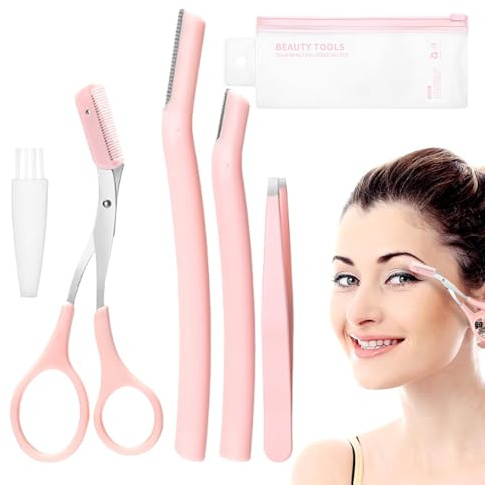 Augenbrauen-Pflegeset, Augenbrauen-Trimmer-Set Augenbrauenkammschere | Augenbrauenschneider, Augenbrauenpflegeset mit Schutzhülle, Augenbrauenset für Anfänger und Make-up-