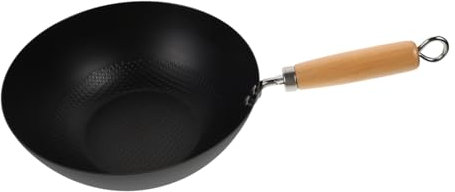 SECFOU Small Iron Wok Pan for One Person Cooking Non-stick Frying Pan for Gas Stove Kitchen Wok for Stir-frying and Boiling and Practical Cookware