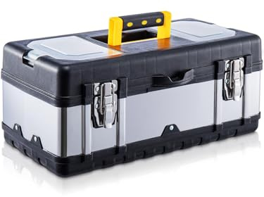 Toolbox 14 Inch Storage Organiser with Heavy Duty Metal Latch Removeable Internal Storage Unit Storage Case 2 Lid Organisers for Small Parts for Tools