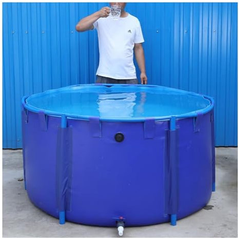 Generico Piscina Fuori Terra, laghetto Portatile in Tela - Rivestimento Flessibile in PVC con Telaio, Serbatoio di Grande capacità per Pesci Rossi Koi, rifugio di Salvataggio Acquatico (4x1,2 m)