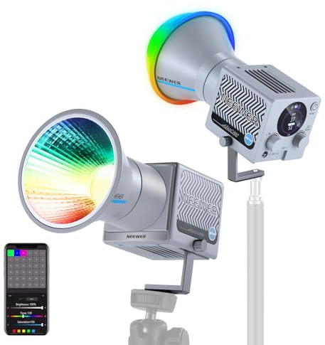 NEEWER HS60C Pro 60W portátil RGB LED Videolleuchte App DMX/Panel Control/Custom Effekte/Lichtgruppe 8700Lx/1m 2700-6500K CRI97+ COB Dauerausgangsbeleuchtung para Videos Studio Fotografía