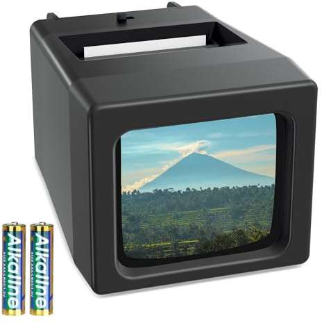 DigitPro Visor de diapositivas de 35 mm para diapositivas antiguas, proyector de diapositivas de aumento 2X para diapositivas de 35 mm, funciona con pilas (2 pilas AAA incluidas)