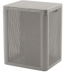 Smartdual Wäschekorb mit 2 Kammern – 84L – Getrennte Deckel für Bunt- & Weißwäsche – Mit Tragegriffen – Einfacher Aufbau – Modernes Design – Anthrazit/Weiß/Sandgrau (Sandgrau)