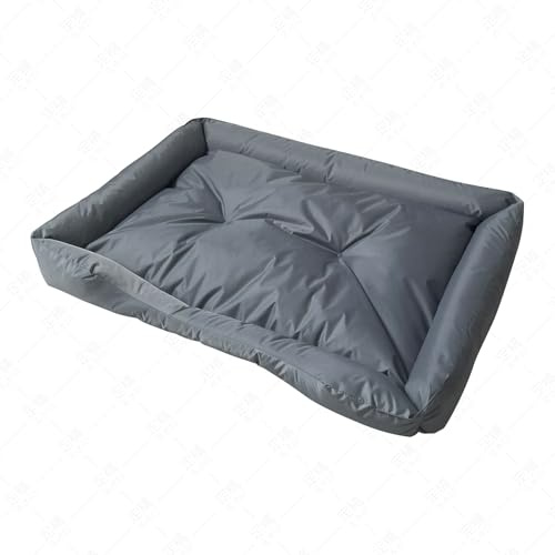 Wasserdicht waschbares Katzen und Hundebett mit Stabiler Seitenwand für kleine mittlere Tiere bis 25kg rutschfest Grau (M, 75x55x11 cm)