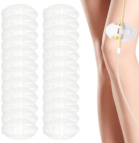 24 Pcs Catheter Leg Bag Holder, Self Adhesive Catheter Leg Bag Straps Holder Sticker, Breathable and Comfortable for Single and Double Tubing