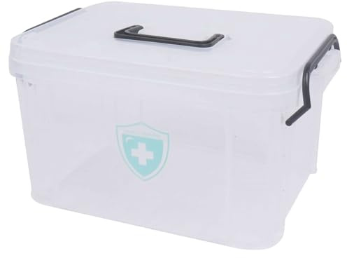 ZoeQide Medizinbox 5L, Medikamentenbox Grau mit Griff für Zuhause Auto | Hausapotheke Aufbewahrungsbox mit Deckel und Einsatz für Medikamente, Pflaster und Zubehör in Bad, Auto oder Reisegepäck.