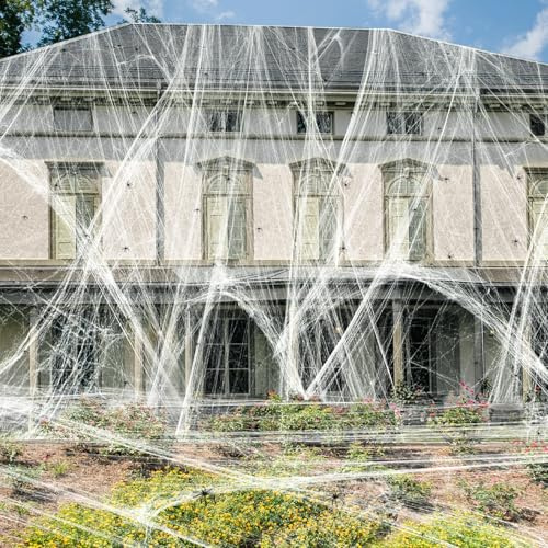 Cover 6000 Square Feet 1000g Halloween Spider Web Stretchable Cobweb with 100 pcs Small Spiders Halloween Indoor Outdoor Decorations