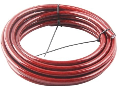 XFYESL Flexibles de Frein Tuyau de Frein tressé en Nylon et Acier Inoxydable AN3, 5 m/lot, pour Fluide hydraulique, PTFE, pour gazole et Carburant(Red TF)