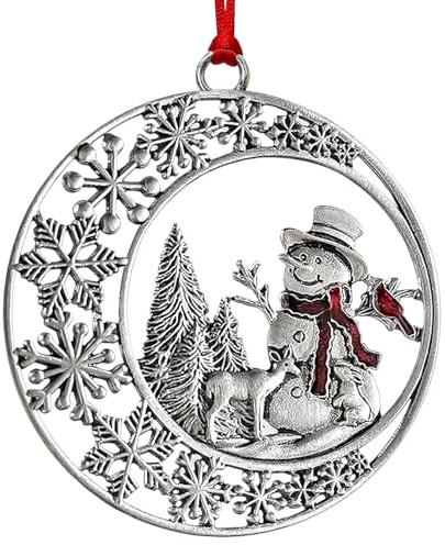 Christmas Ornaments 2025, Snowman Ornaments for Christmas Tree, Metal Snowflake Xmas Ornament, Pretty Cute Holiday Ornament, Vintage Snowman Gift