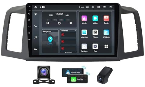 Android 14 Car Radio for Jeep Grand Cherokee 2004-2007 9.5 inch 2K Touch Screen Head Unit with CarPlay Android Auto Bluetooth FM RDS GPS Navigation SWC DSP 4G WiFi + Camera DVR(M160CP)