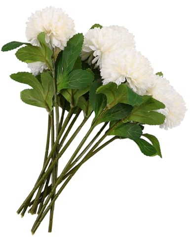 Cabilock Künstliche Chrysanthemen Blumenstiele Aus Plastik Weiße Kugelchrysanthemen Für Herbst Dekoration Langlebige Heimdeko Und Selbstgemacht Blumenarrangements