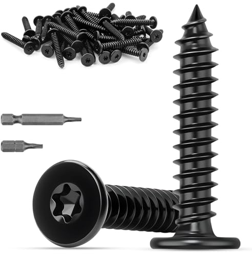 Mbsomnus 100 Pièces Vis à Bois Torx en Inox à Tête Plate M4x25 mm Acier Inoxydable 304 Vis Torx Autotaraudeuses à Tête Bombée Noir pour Armoires Tables et Meubles