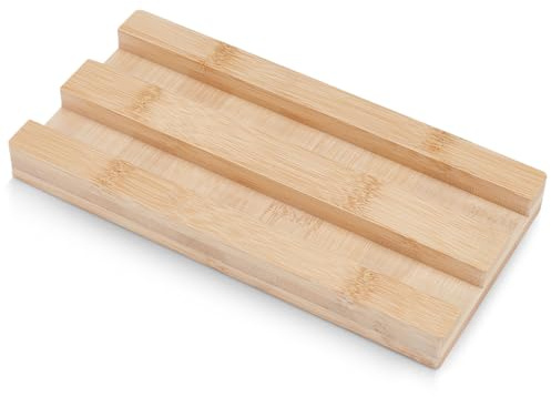 BENECREAT Support de Planche à Découper en Bambou Organisateur de Support pour Planches à Découper Organisateur D'Armoires de Cuisine Support de Rangement pour Planche à Découper 20x10x2cm
