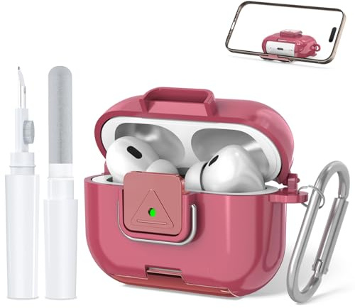 TPU-Schutzcase für AirPods Pro 2. Gen./1. Gen, Flexibles TPU für Stoß-, Abrieb-, Kratzschutz, + Schlüsselanhänger & Reinigungsstift. Kompakt, ideal für täglichen Gebrauch (rosa)