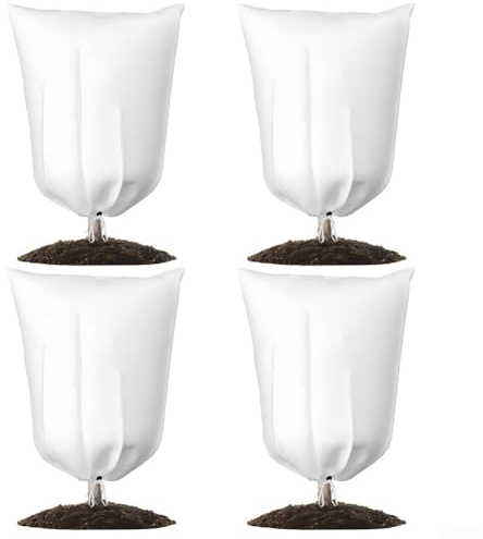 Fundas de protección contra heladas para plantas, paquete de 4 bolsas de invierno con cordón para todas tus necesidades de jardinería (80 x 120 cm)