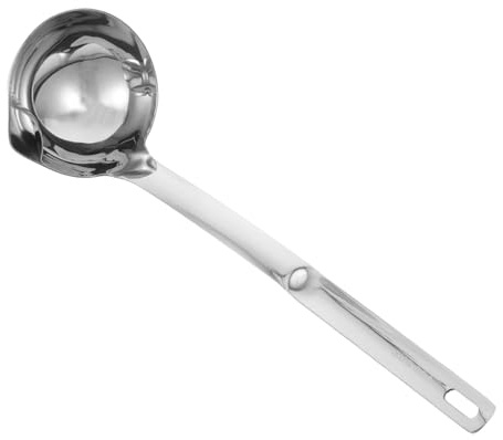 Gatuida Sgocciolatore Acciaio Inox per Separare Olio da Zuppe e Stufati Mestolo Multiuso per Filtrare Grassi e Servire Minestre Strumento Resistente e Facile da Pulire