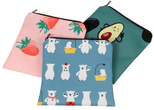 BELLIFFY Women Period Bag 3pcs Set Waterproof Tampon Organizer Portable Sanitary Napkin Storage Pouch Multi-Function Reusable Female Accessory for School and Travel