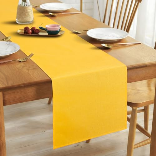 Alaoo Runner Tavola Moderno, 40*180cm Runner da tavola Impermeabile, Gialla