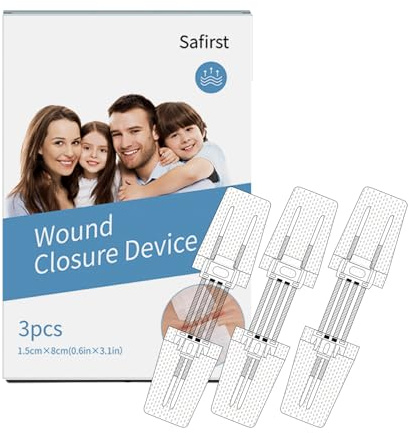 Zip Stitch Wound Closure Strips Sutures Butterfly Bandaids 3Pcs Emergency Laceration Closure Kit for Lacerations Incisions Cuts(1.5x8CM)