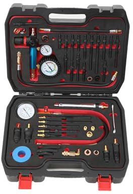 Cozyel Tester Compressione 46 Pezzi Professionale Tester Motore Diesel Benzina Con 34 Adattatori, Doppio Manometro 0-50bar/0-7bar, Per Auto Camion Macchine Agricole E Officine