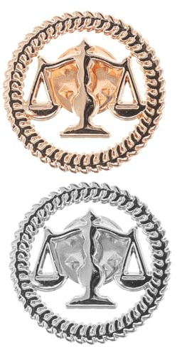 Healeved Lot de 2 épingles « Balance de justice » en métal pour justices, juges et étudiants du jury - Broche de col - Cadeau (doré et argenté)