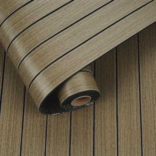 Yullpaper 3D Wood Panels for Walls Self Adhesive Wood Effect Wallpaper for Living Room Decorative Wall Cladding Panels Brown Acoustic Wall Panel Peel and Stick Panelling Kitchen Decor 30 x 300cm