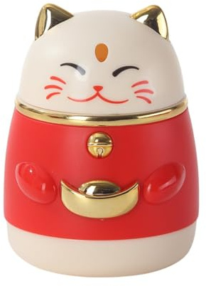 Boîte à cure-dents en forme de chat porte-bonheur - Distributeur de cure-dents de style chinois - Récipient pour cotons-tiges - Organisateur de bâtons de fil dentaire en plastique pour salle à manger