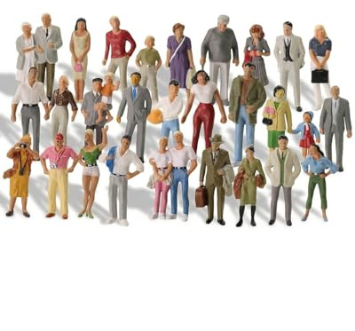 CATZUM Set di 50 Piccole 1:87 Figure Dipinte Colorate Figurine de Miniature Figure in Diverse Pose Modello Figurine di Modellini di Treni Proporzione in Miniatura Statuina