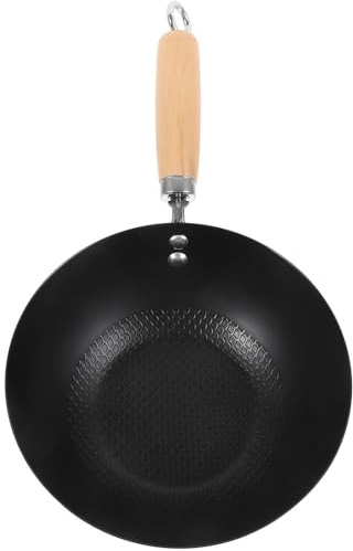 Generico Wok di Ferro Piccolo 20 Cm per Fornello a Induzione, Padella Antiaderente senza Rivestimento, Pentola Multiuso per Friggere e Cuocere in Cucina Domestica