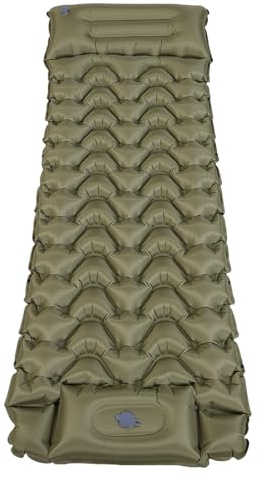 EIMSOAH Tapis de Camping Vert Indéchirable, Coussin de Couchage Gonflable Doux et Silencieux, Conception Ergonomique pour Les Réunions de Jardin 190x75x15cm