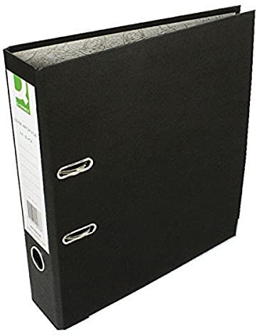 Q-Connect KF20038 Ordner A4, Pappkern mit Papierbezug, 10er pack, schwarz