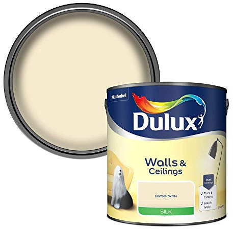Dulux Silk Emulsion Paint For Walls And Ceilings - Daffodil White 2.5 Litres