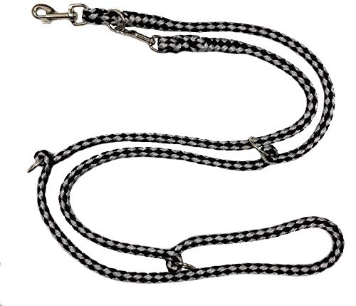 elropet Hundeleine Doppelleine 2,80m 4fach verstellbar schwarz-grau