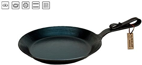Alpenline Eisenpfanne handgeschmiedet, schmiedeeiserne Pfanne mit Schnabelstiel Ø 28 cm