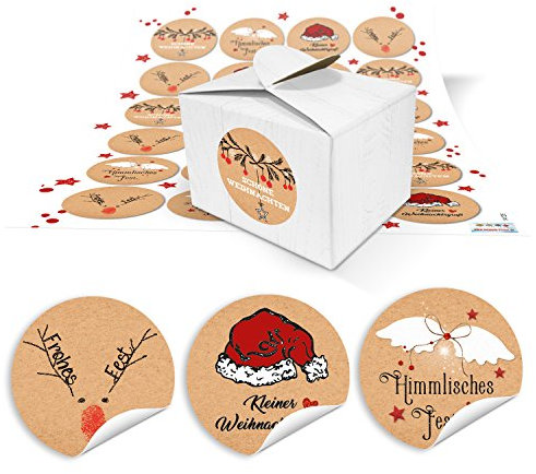 Logbuch-Verlag 24 kleine WEIHNACHTEN Geschenkschachtel 8 x 6,5 x 5,5 cm MIT 24 Aufkleber weihnachtlich kleine mini Verpackung rot weiß Schachtel
