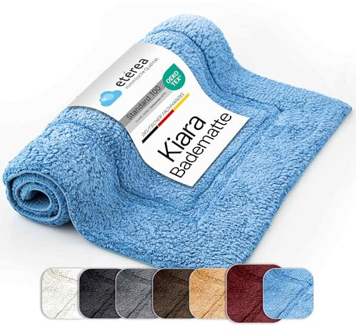 Tapis de Bain Coton Noir 60x60 cm - etérea Kiara uni 1600 g/m², Doux & Absorbant, Lavable 30°C, Compatible Chauffage au Sol, contrôlé Standard 100 by Oeko-TEX
