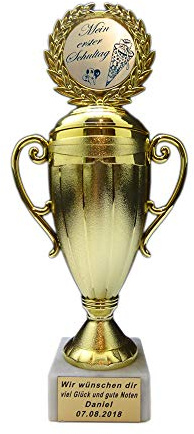 RaRu Großer Pokal zur Einschulung mit Ihrem Wunschtext graviert