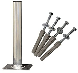 Premium X 60cm Ø 50mm Standfuß Aluminium Antennen-Mast Rohr-Ständer Mastfuß Flachdach-Halterung für Satellitenschüssel SAT-Spiegel inkl. Boden-Montage Schraubensatz