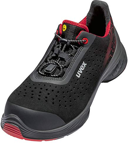 Uvex 68372 Perforated Safety Shoes - S1 P SRC ESD - Red/Black
