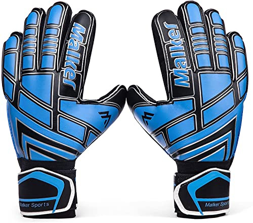 Malker Goalie Gloves with Fingersave and Double Wrist Protection, Strong Grip Goalkeeper Gloves for Youth&Adult